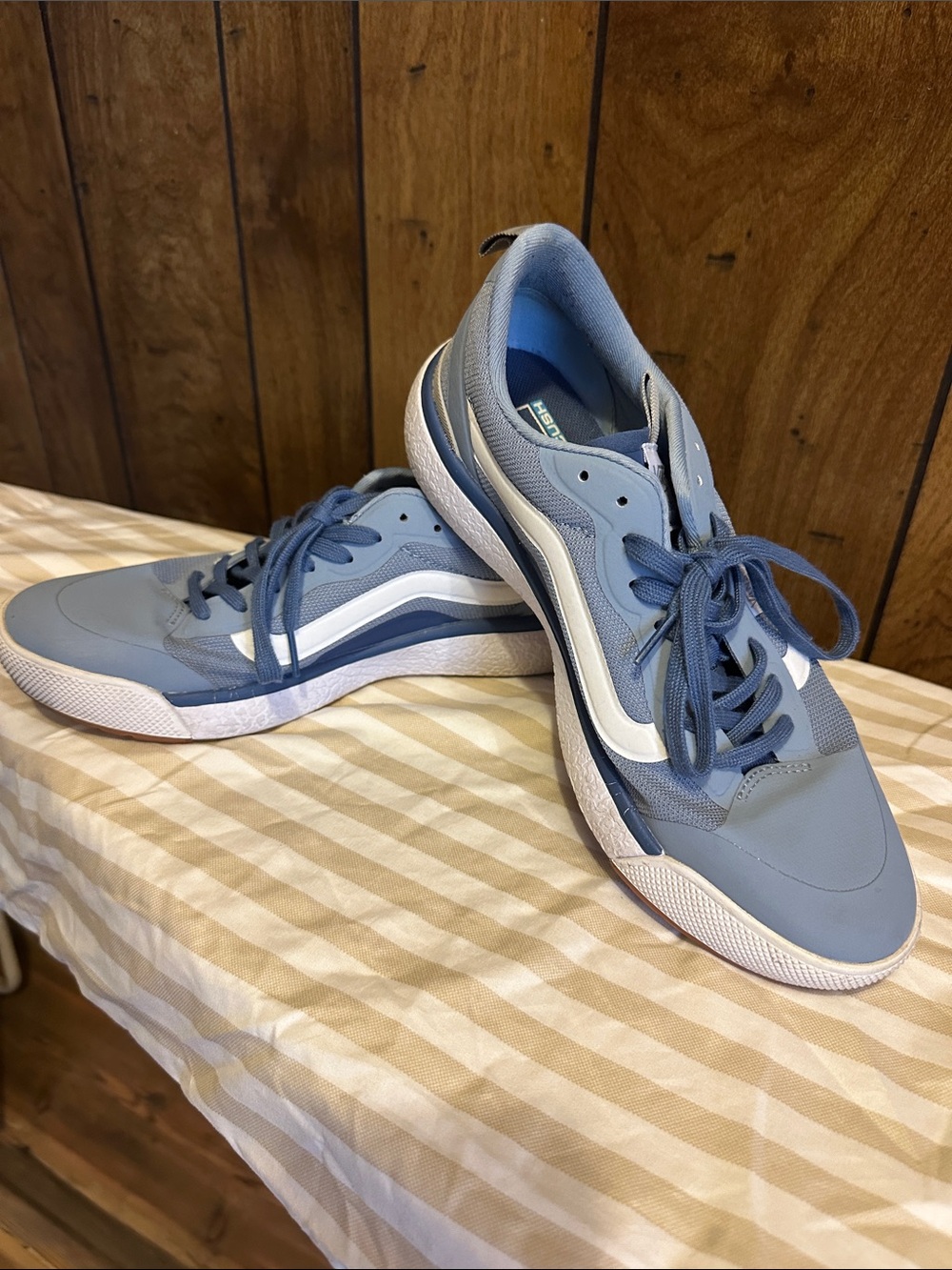 Vans Men's Low-Top Sneakers in Light Blue with White Side Stripe
